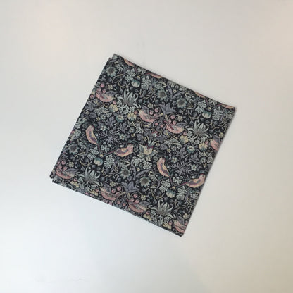 Pocket Square suit accessory in Black Strawberry Thief