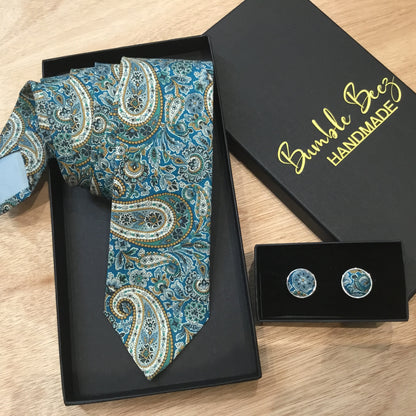 Gentleman's Neck Tie in Lee Manor Teal Liberty of London.