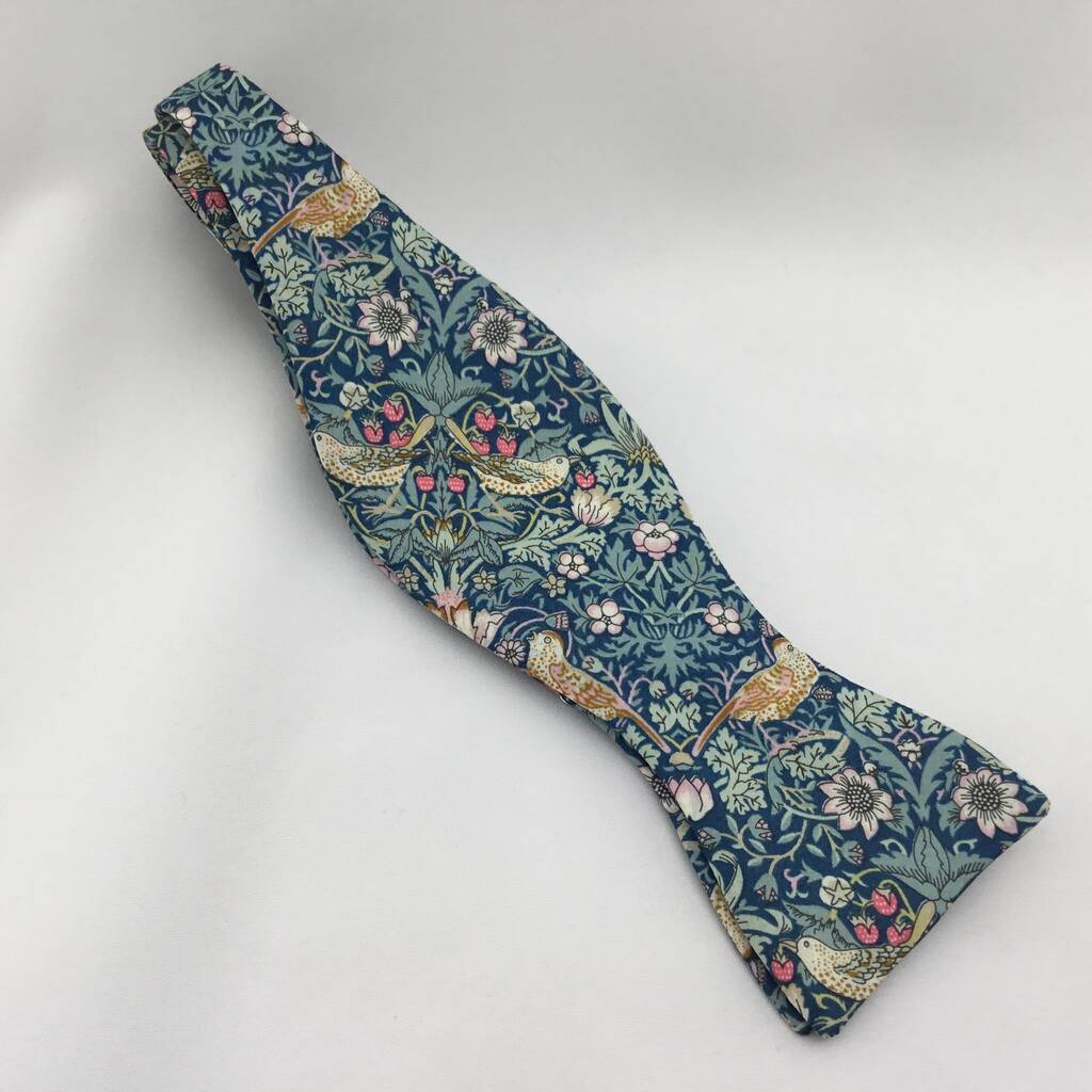 Liberty Self Tie Bow Tie ,SageGreen Strawberry Thief Print