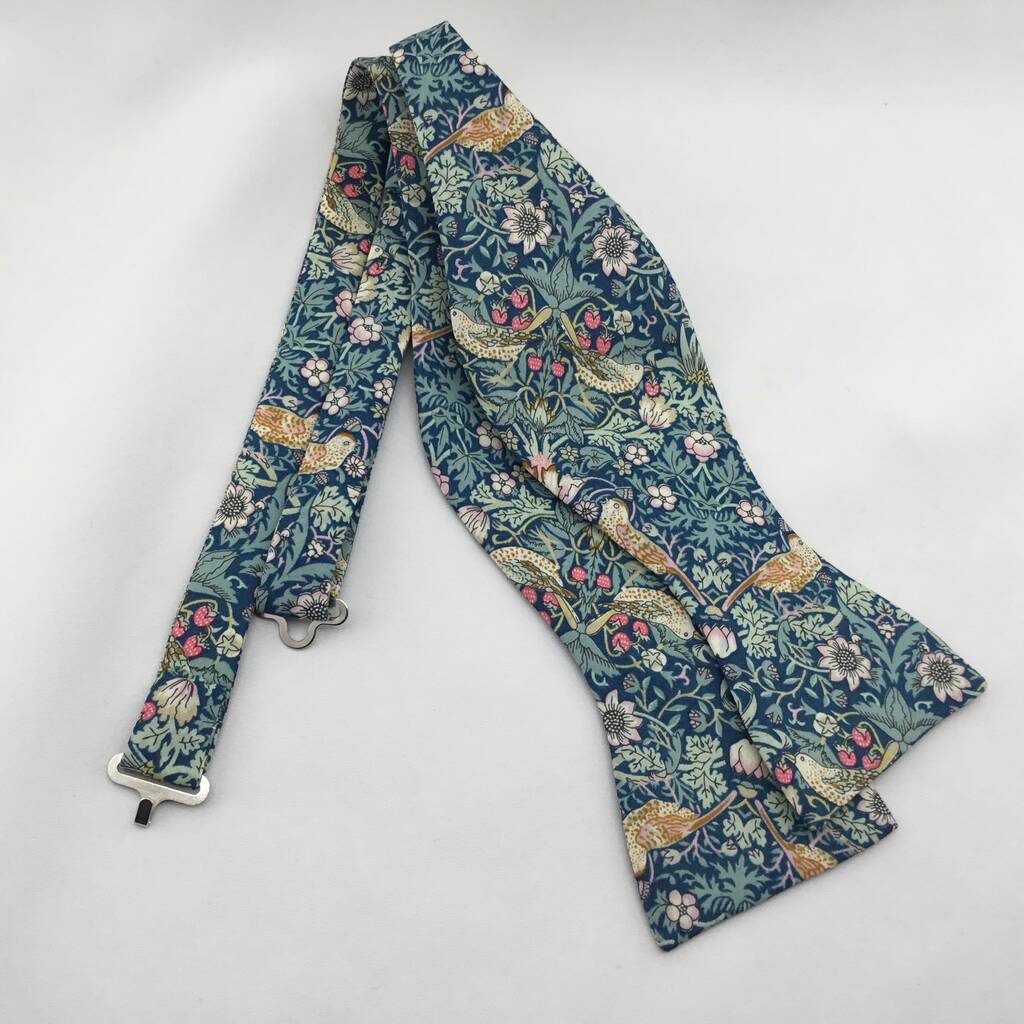 Liberty Self Tie Bow Tie ,SageGreen Strawberry Thief Print